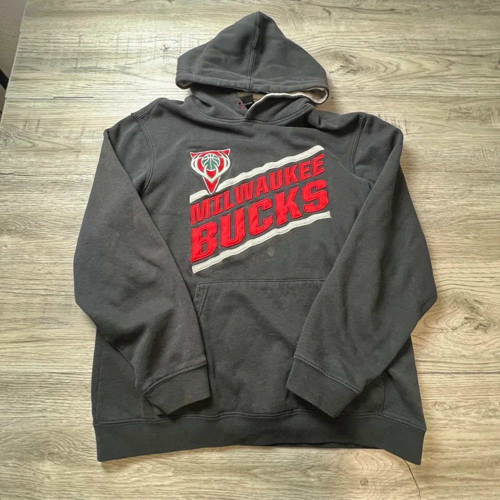 Adidas Milwaukee‎ Bucks Hoodie Mens M Black NBA Basketball Pullover Fleece Logo